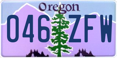 OR license plate 046ZFW