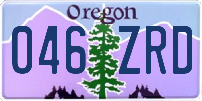 OR license plate 046ZRD