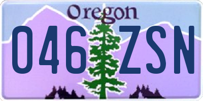 OR license plate 046ZSN