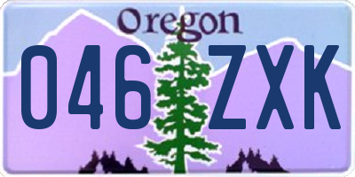 OR license plate 046ZXK