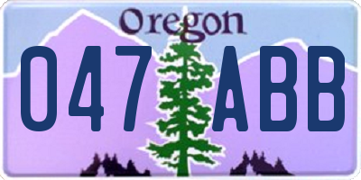 OR license plate 047ABB