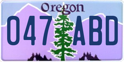 OR license plate 047ABD