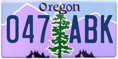 OR license plate 047ABK