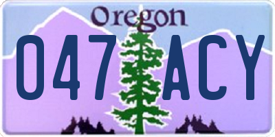 OR license plate 047ACY