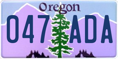 OR license plate 047ADA