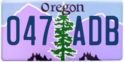 OR license plate 047ADB