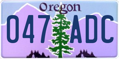 OR license plate 047ADC