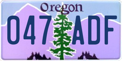 OR license plate 047ADF
