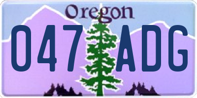 OR license plate 047ADG
