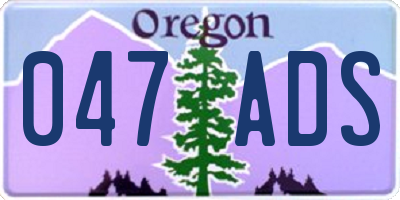 OR license plate 047ADS