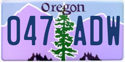 OR license plate 047ADW