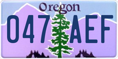 OR license plate 047AEF
