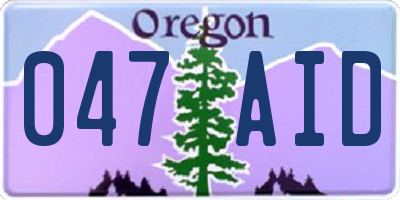 OR license plate 047AID