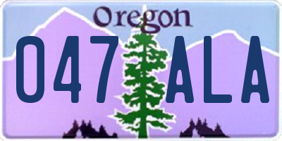 OR license plate 047ALA