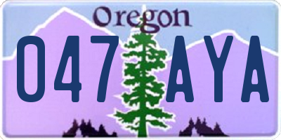 OR license plate 047AYA
