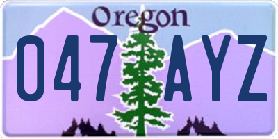 OR license plate 047AYZ