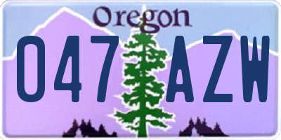 OR license plate 047AZW