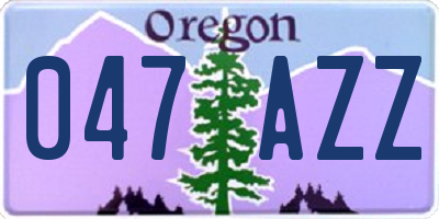 OR license plate 047AZZ