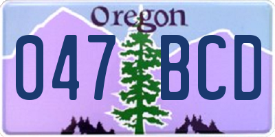 OR license plate 047BCD