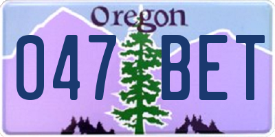 OR license plate 047BET