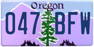 OR license plate 047BFW