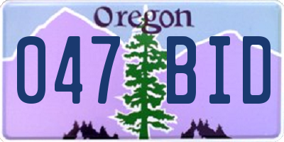 OR license plate 047BID