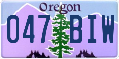 OR license plate 047BIW