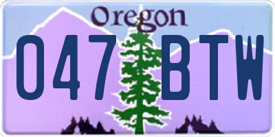 OR license plate 047BTW
