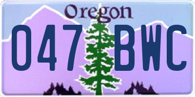 OR license plate 047BWC