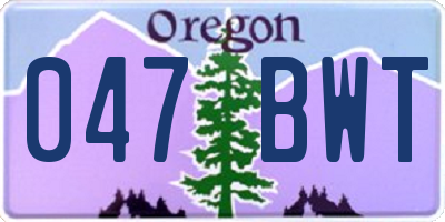 OR license plate 047BWT