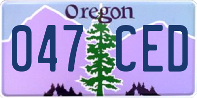 OR license plate 047CED