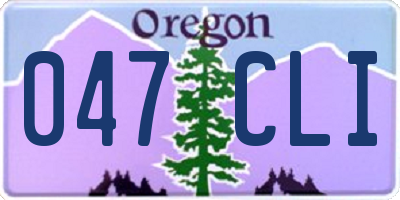 OR license plate 047CLI
