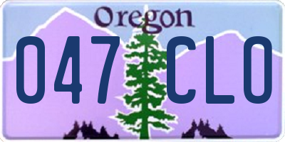 OR license plate 047CLO