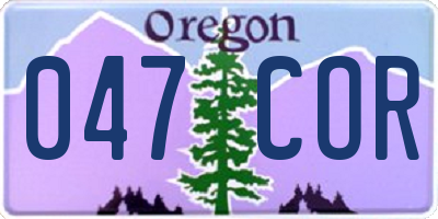 OR license plate 047COR