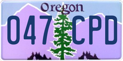OR license plate 047CPD