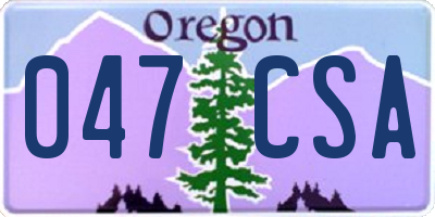OR license plate 047CSA