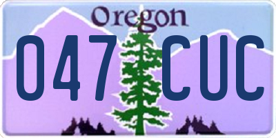 OR license plate 047CUC