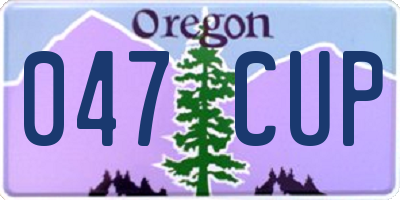 OR license plate 047CUP