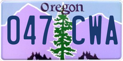 OR license plate 047CWA