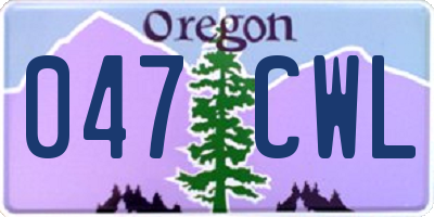 OR license plate 047CWL