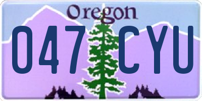 OR license plate 047CYU