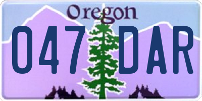 OR license plate 047DAR