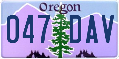 OR license plate 047DAV