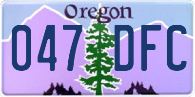 OR license plate 047DFC
