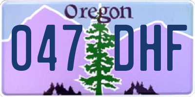 OR license plate 047DHF