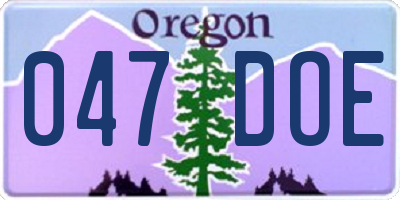 OR license plate 047DOE