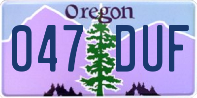 OR license plate 047DUF