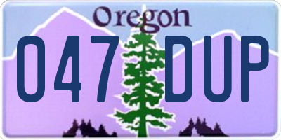 OR license plate 047DUP