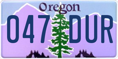 OR license plate 047DUR