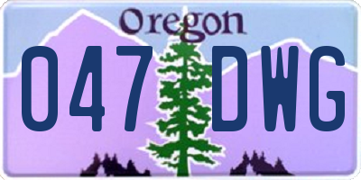 OR license plate 047DWG
